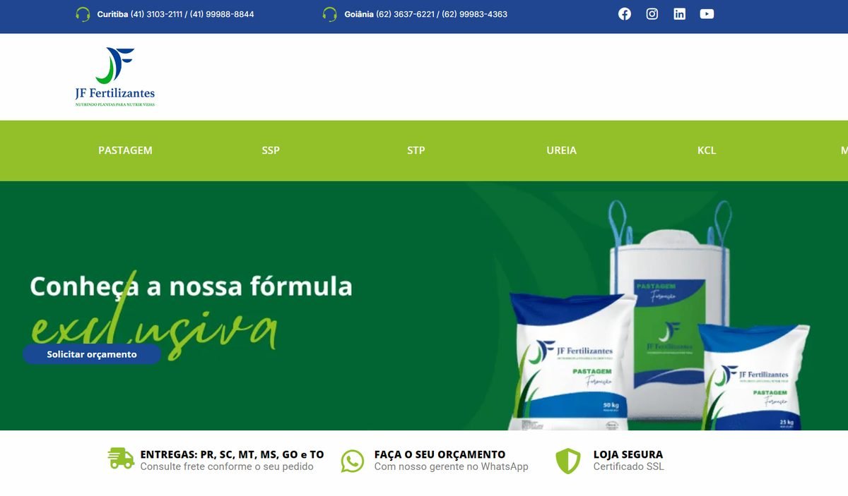 Loja virtual da JF Fertilizantes